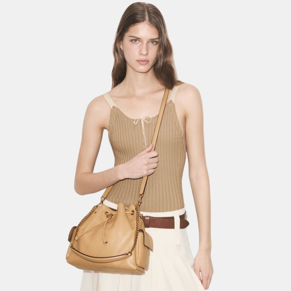 Tory Burch Charlie Quilted Drawstring Shoulder Bag - DIVA ONLINE STORE