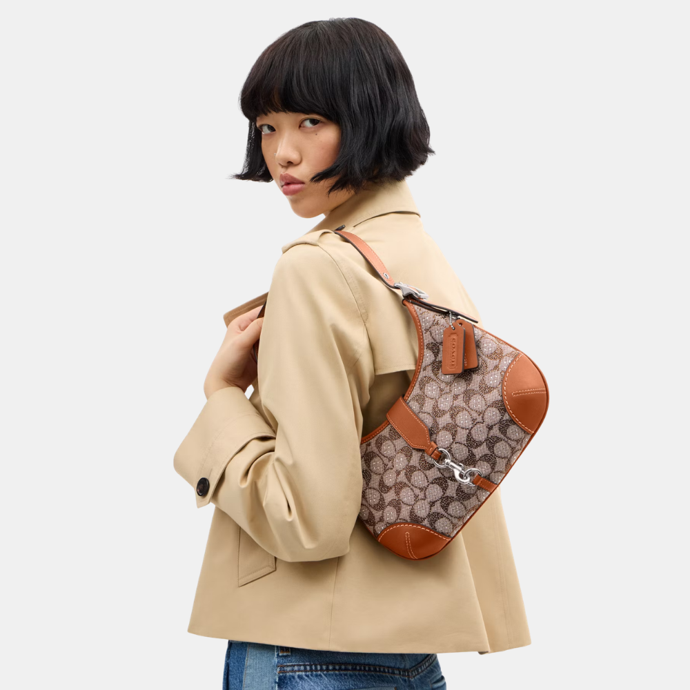Coach Hamptons Hobo Bag In Crystal Signature Jacquard