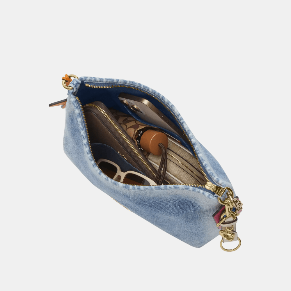 Coach Laurel Shoulder Bag In Loved Denim With Charms