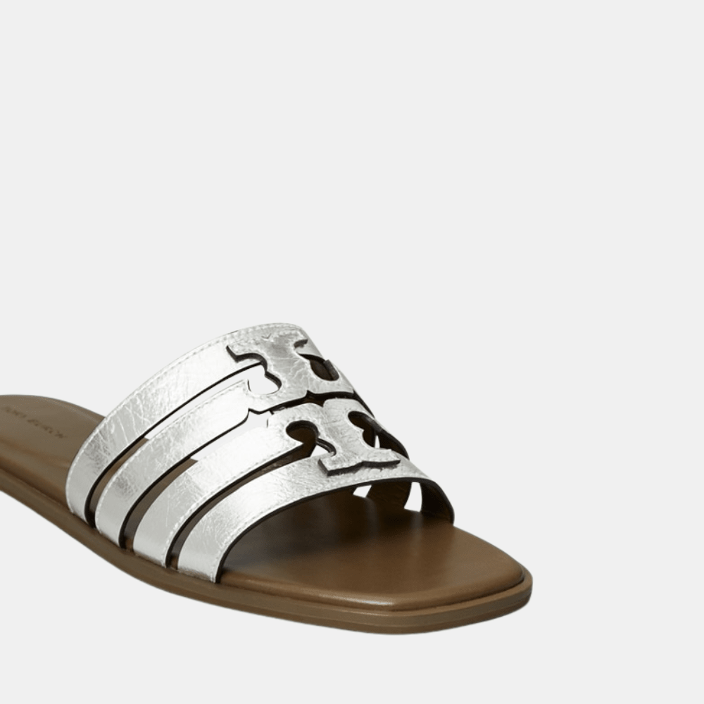 Tory Burch Ines Slide (Silver/Wild Mushroom) - DIVA ONLINE STORE