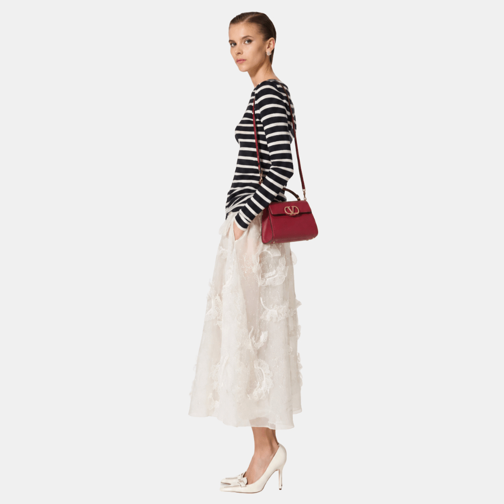 Valentino Garavani Vsling Mini Handbag With Jewel Logo (Dark Red) - DIVA ONLINE STORE
