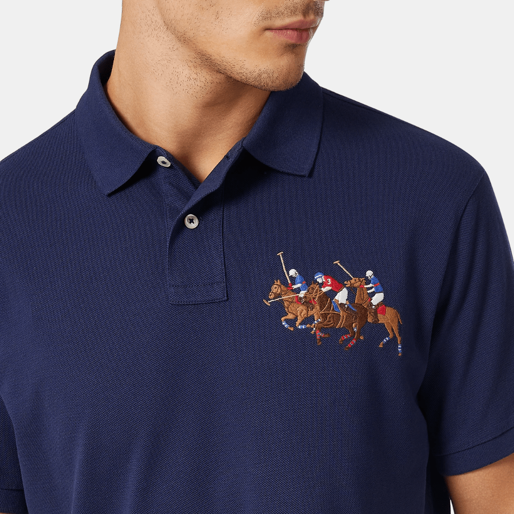 Ralph Lauren Navy Triple Pony Polo Shirt - DIVA ONLINE STORE