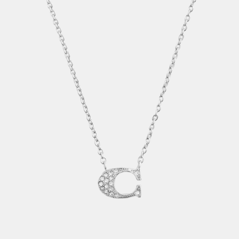 Coach Pave Signature Necklace (Silver) - DIVA ONLINE STORE