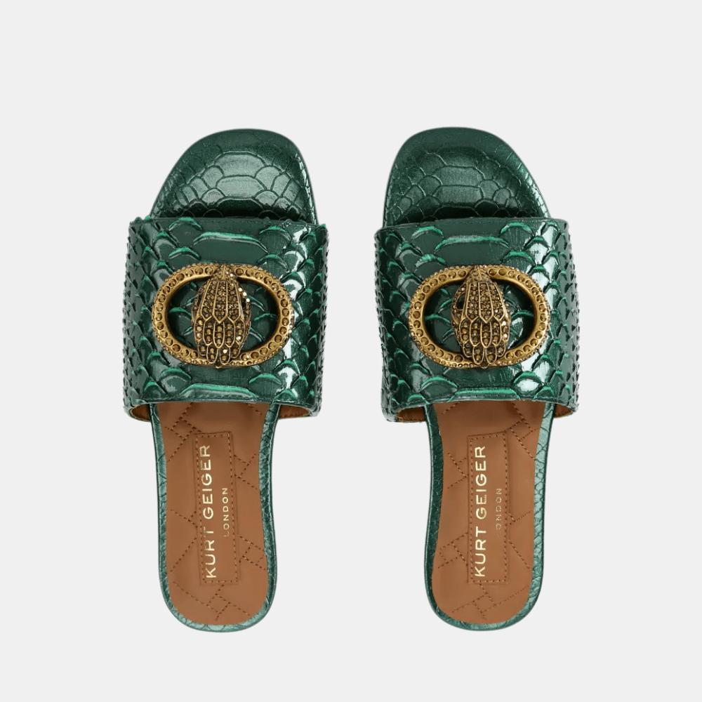 Kurt Geiger Snake-Effect Chelsea Flat Sandal - DIVA ONLINE STORE