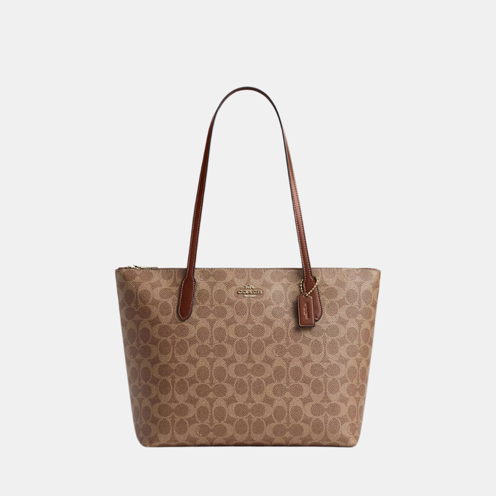 Coach Zip Top Tote Bag In Signature Canvas
