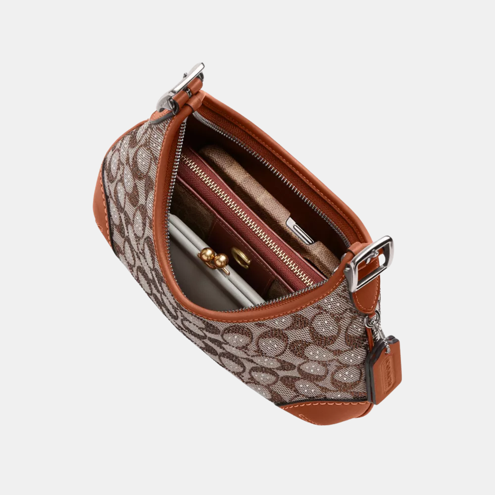 Coach Hamptons Hobo Bag In Crystal Signature Jacquard