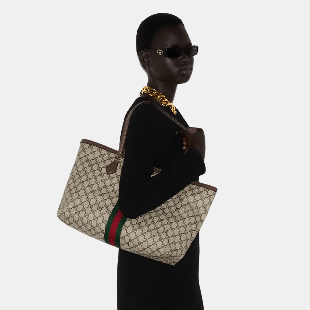 Gucci Ophidia Medium Tote Bag (Beige/Dark Brown) - DIVA ONLINE STORE