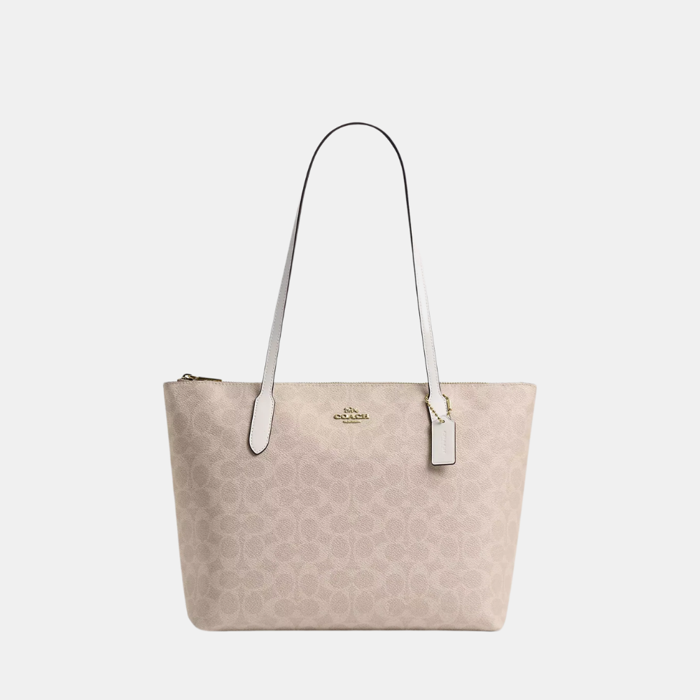 Coach Zip Top Tote Bag In Signature Canvas