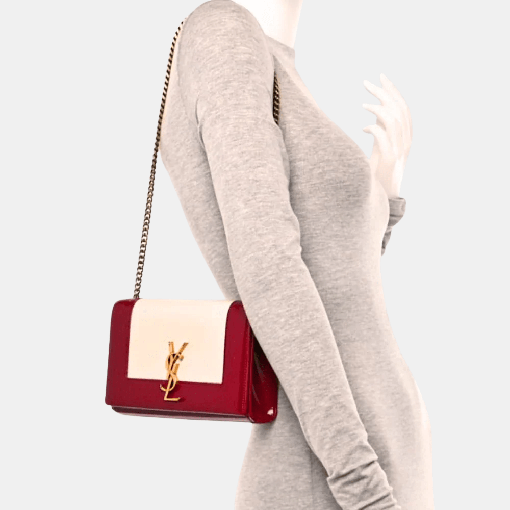 Saint Laurent Kate Small Shoulder Bag (Oxblood/Off White) - DIVA ONLINE STORE