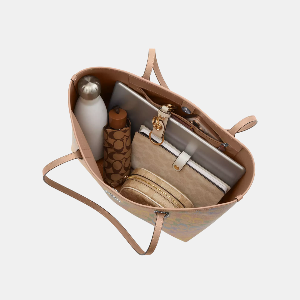 Coach City Tote Bag In Rainbow Signature Canvas