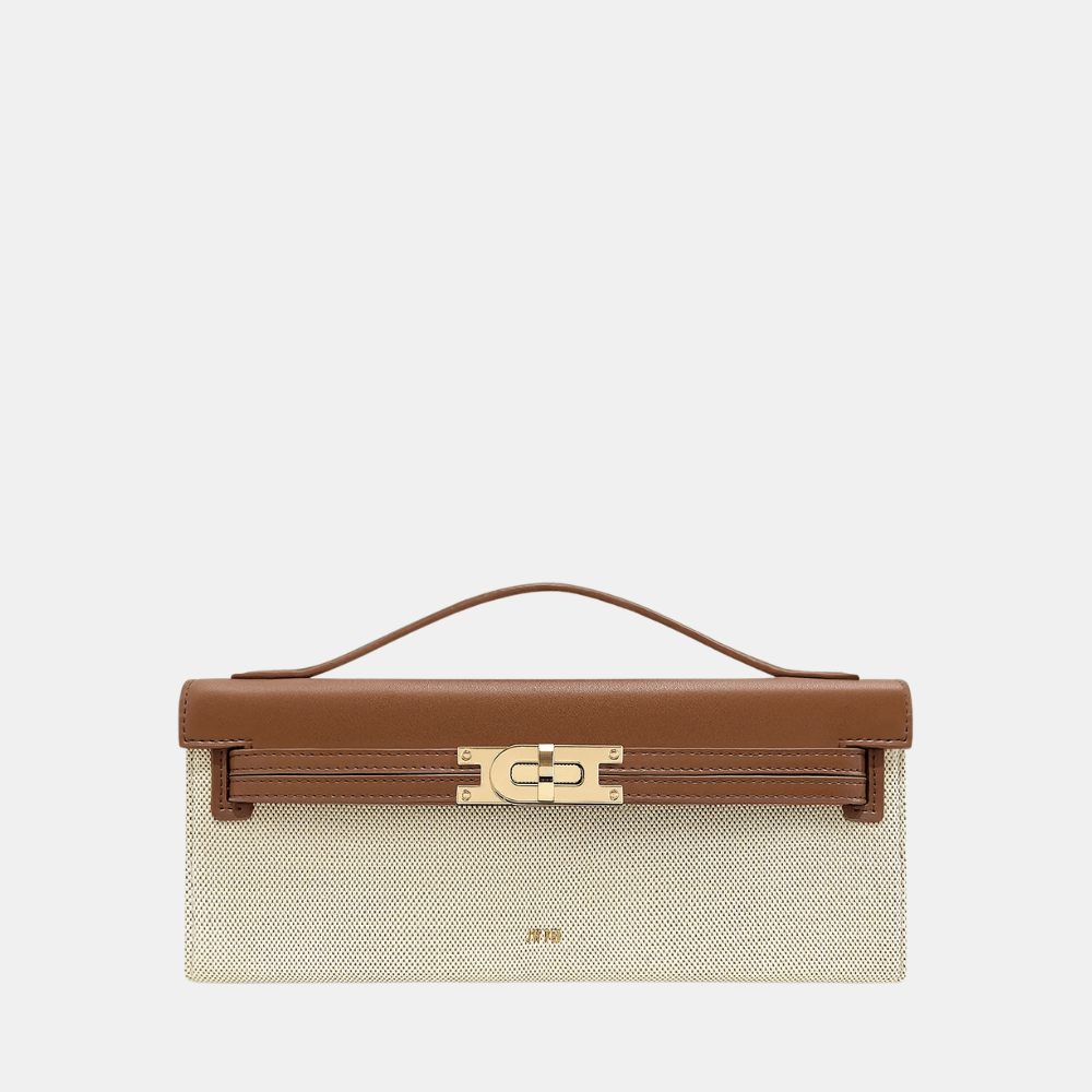 JW Pei Bria Structured Top Handle Bag (Brown Canvas) - DIVA ONLINE STORE
