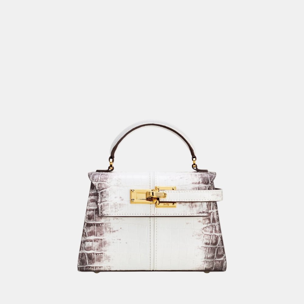 JW Pei Elise Top Handle Bag (White Croc)