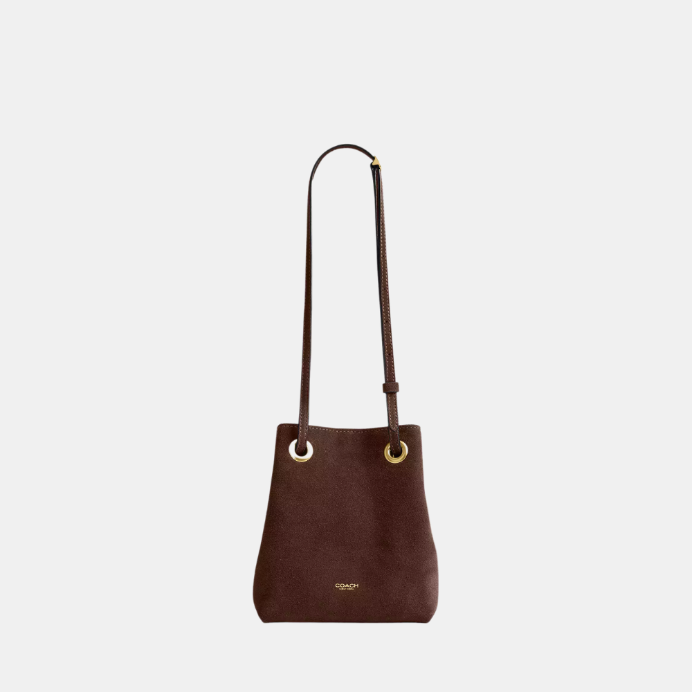 Coach Jade Drawstring Bag (Suede/Dark Chocolate)