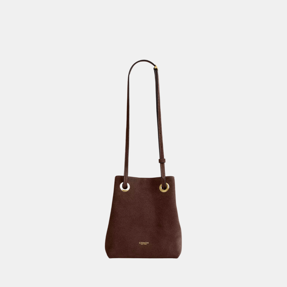 Coach Jade Drawstring Bag (Suede/Dark Chocolate) - DIVA ONLINE STORE