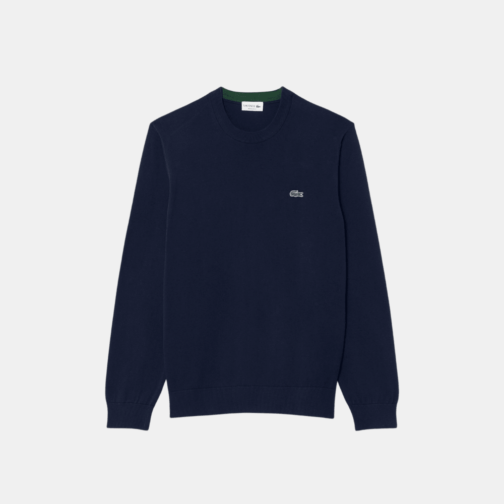 Lacoste Crew Neck Cotton Sweater (Navy Blue) - DIVA ONLINE STORE