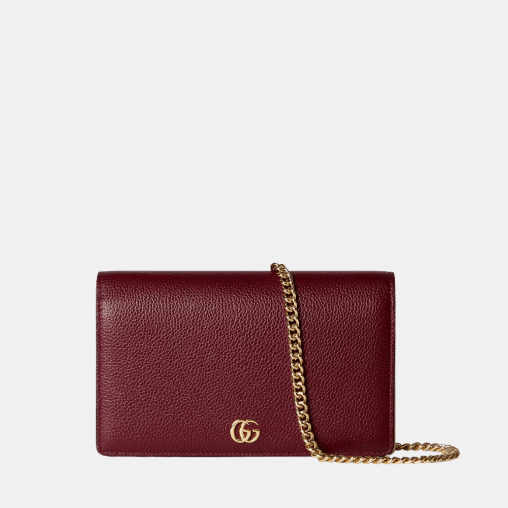 Gucci GG Marmont Wallet On Chain (Rosso Ancora Red And Pink) - DIVA ONLINE STORE
