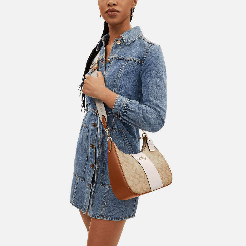 Coach Teri Hobo Bag In Signature Canvas With Stripe - DIVA ONLINE STORE