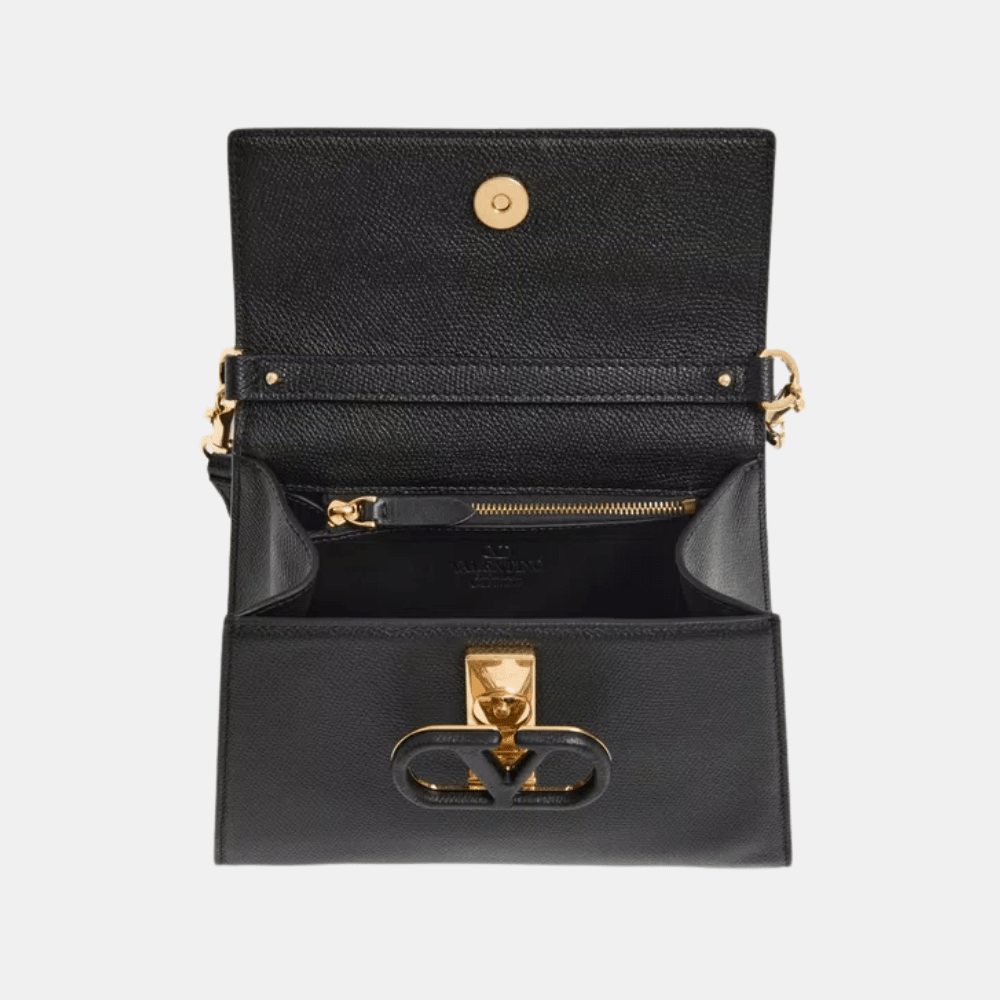 Valentino Garavani Vsling Small Handbag In Grainy Calfskin (Black) - DIVA ONLINE STORE