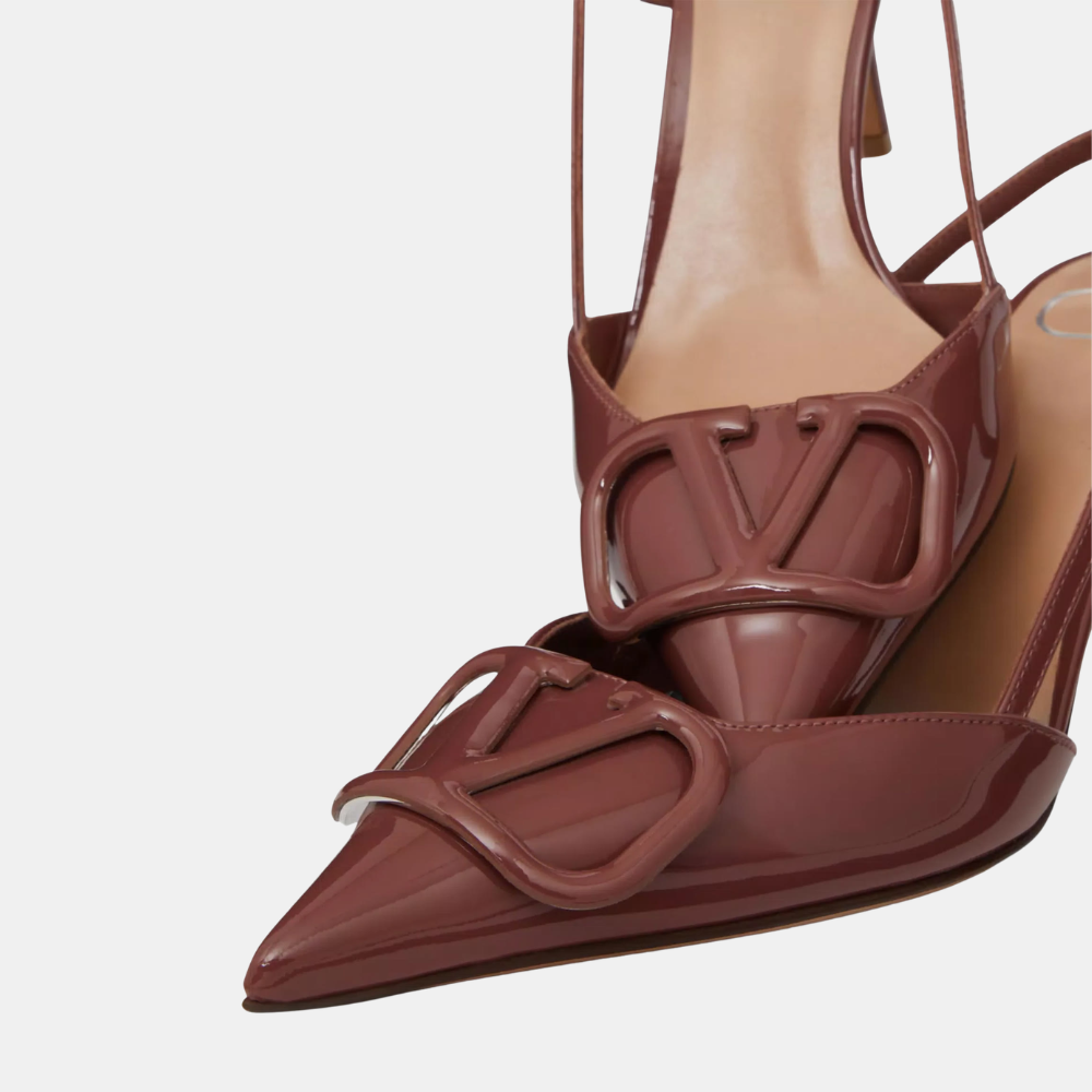 Valentino VLogo Signature Patent Leather Slingback Pumps