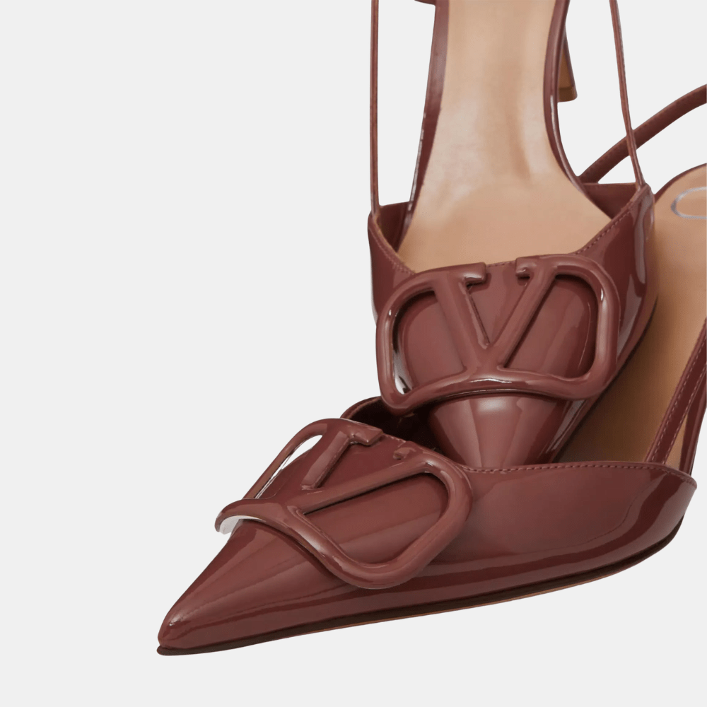Valentino VLogo Signature Patent Leather Slingback Pumps - DIVA ONLINE STORE