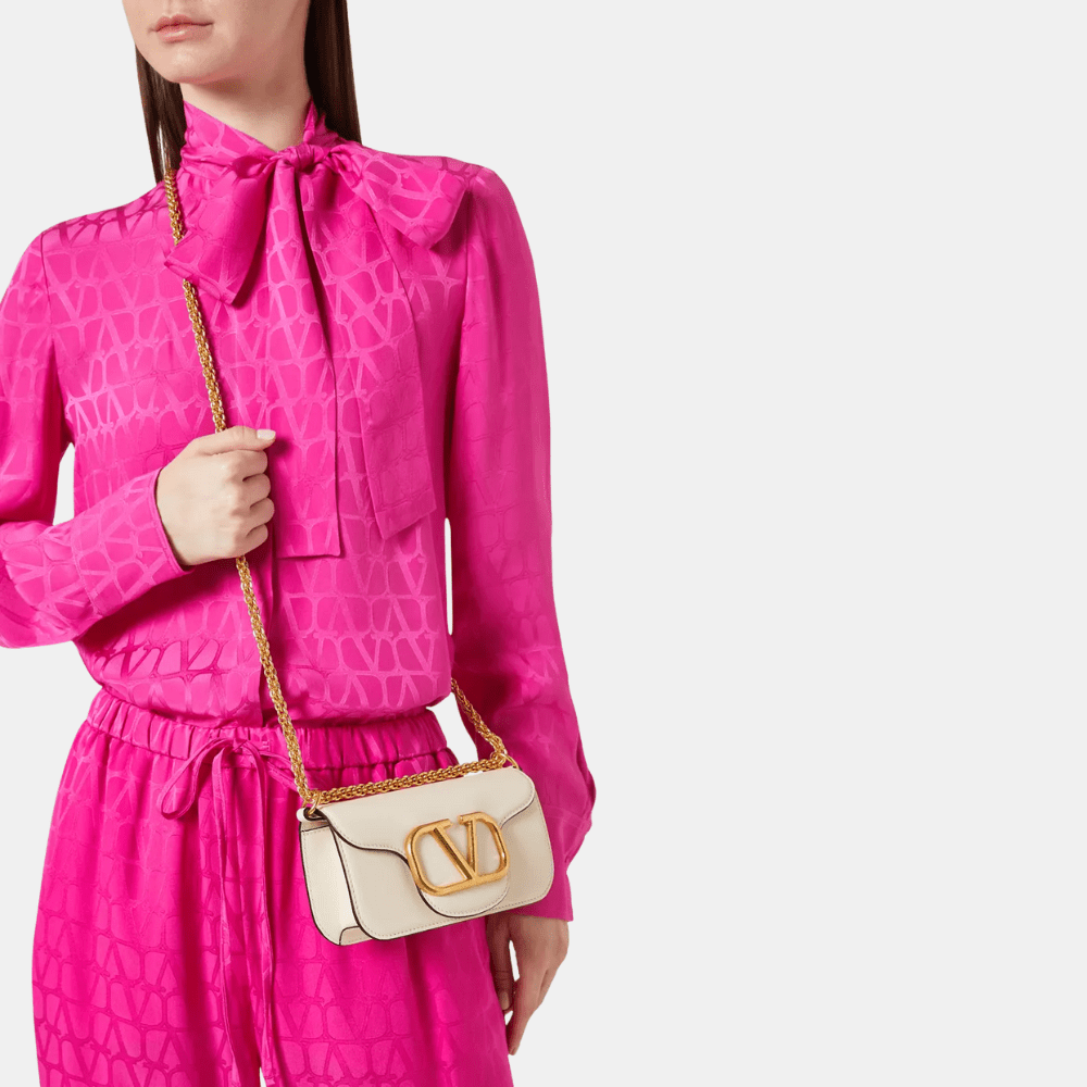 Valentino Garavani Locò Small Shoulder Bag (Light Ivory) - DIVA ONLINE STORE