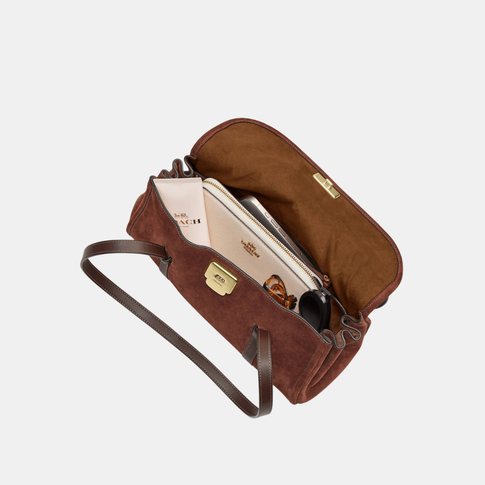 Coach Bridget Flap Shoulder Bag In Suede - DIVA ONLINE STORE
