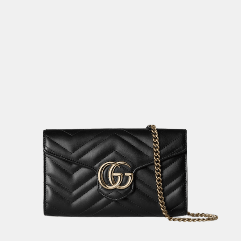 Gucci GG Marmont Wallet On Chain In Black Leather - DIVA ONLINE STORE