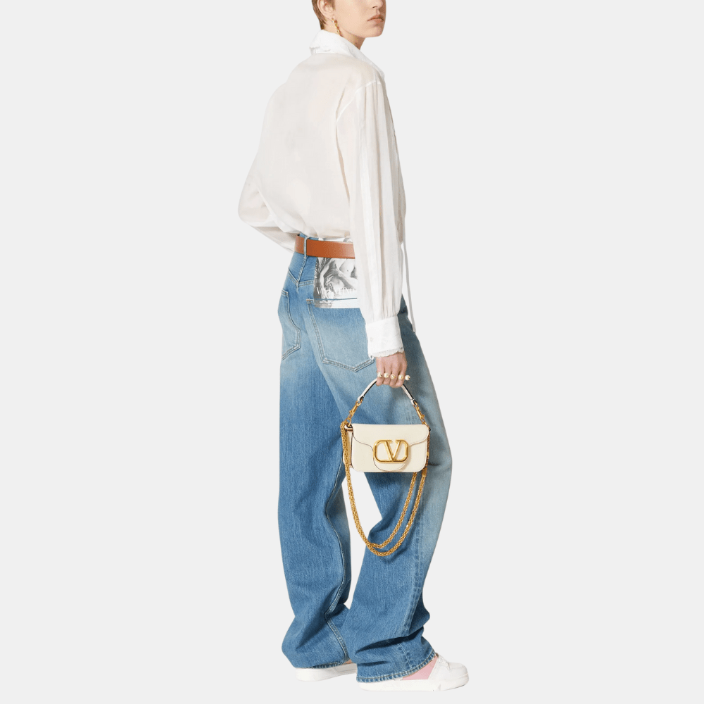 Valentino Garavani Locò Small Shoulder Bag (Light Ivory) - DIVA ONLINE STORE