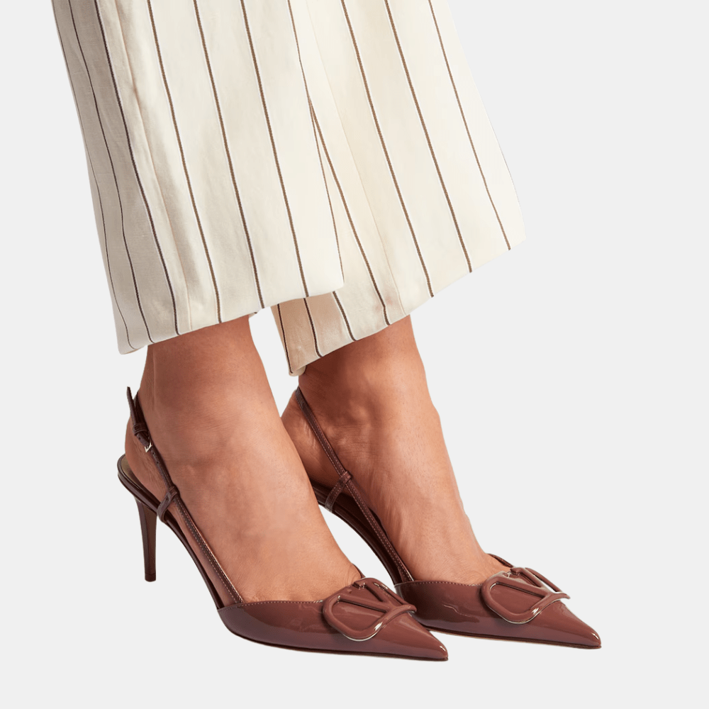 Valentino VLogo Signature Patent Leather Slingback Pumps - DIVA ONLINE STORE