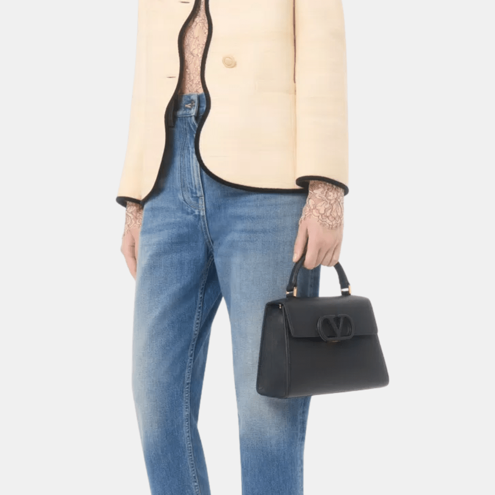 Valentino Garavani Vsling Small Handbag In Grainy Calfskin (Black) - DIVA ONLINE STORE