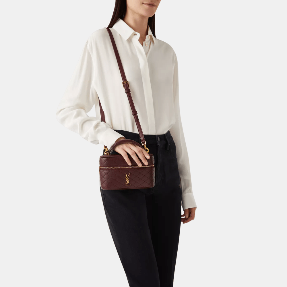 Saint Laurent Gaby Vanity In Lambskin (Rouge Cabernet) - DIVA ONLINE STORE