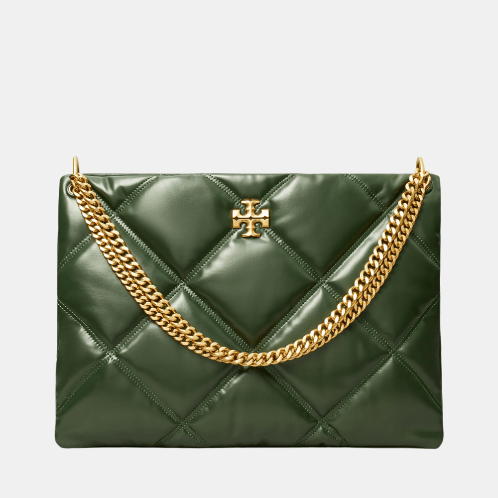 Tory Burch Kira Diamond Quilt Contrast Stitch Satchel (Basil) - DIVA ONLINE STORE