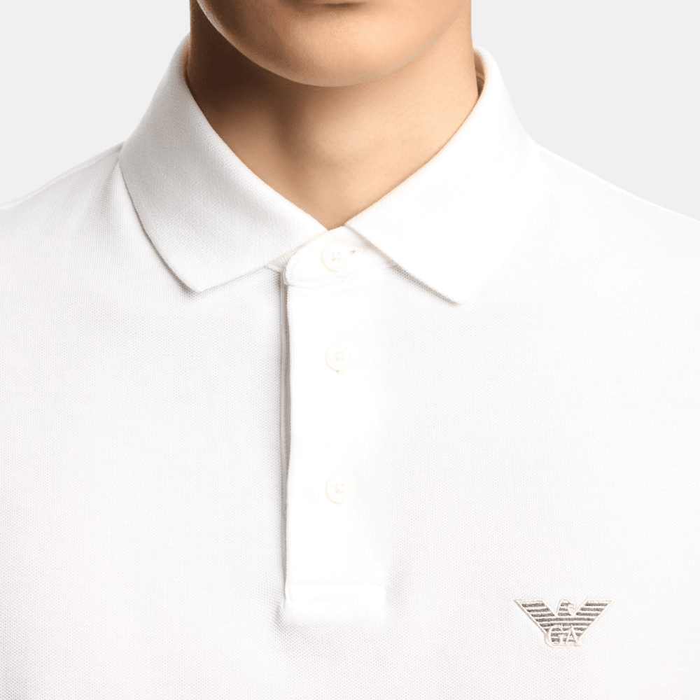 Emporio Armani Piqué Polo Shirt (White) - DIVA ONLINE STORE