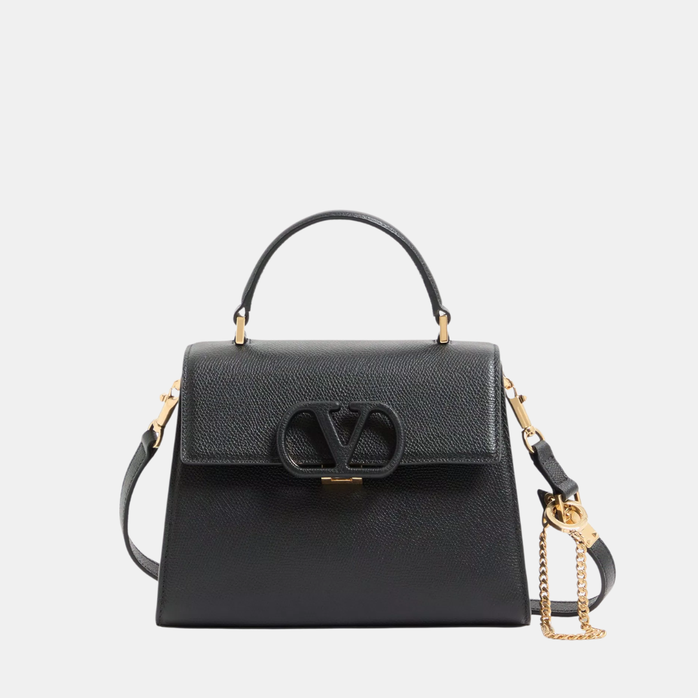 Valentino Garavani Vsling Small Handbag In Grainy Calfskin (Black)