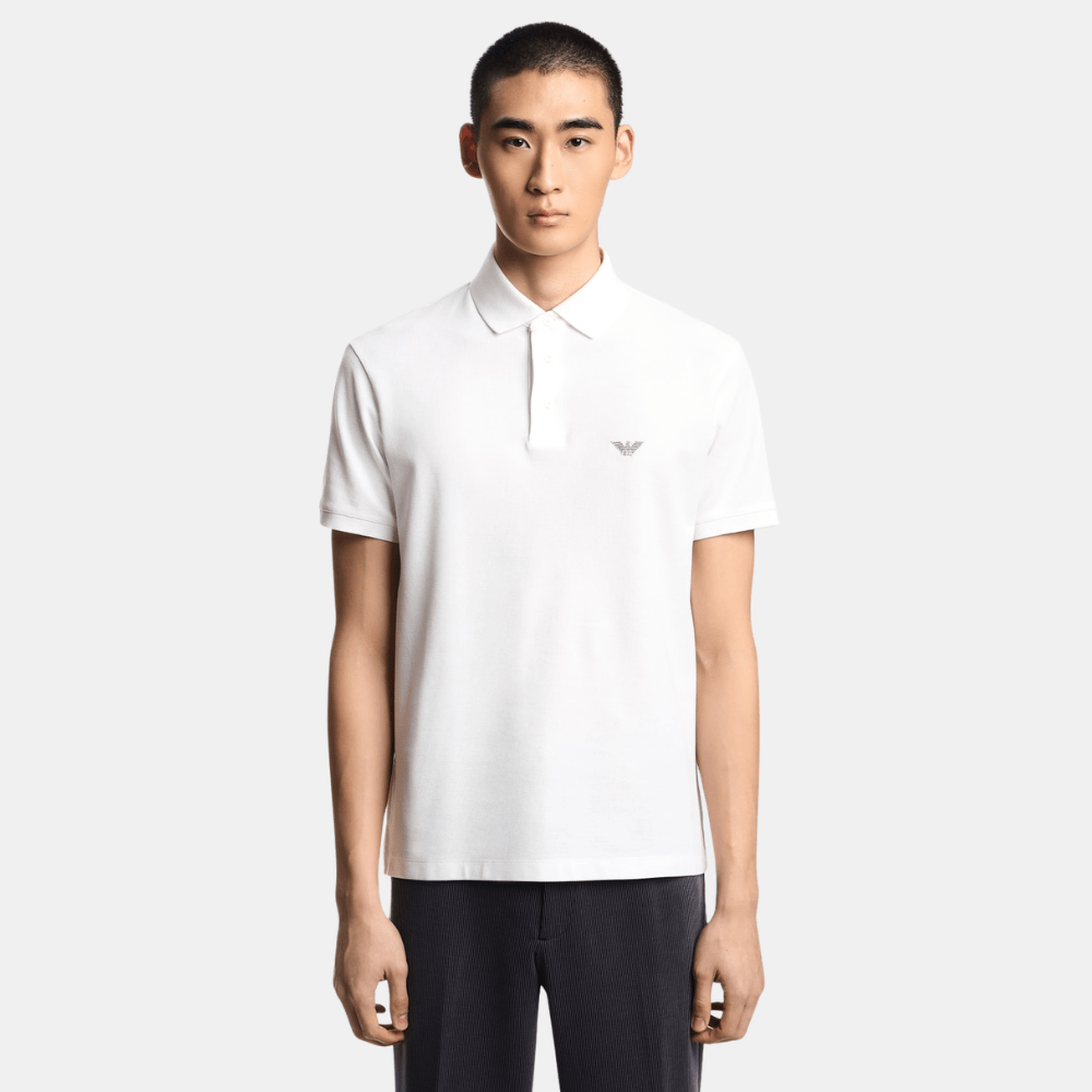 Emporio Armani Piqué Polo Shirt (White) - DIVA ONLINE STORE