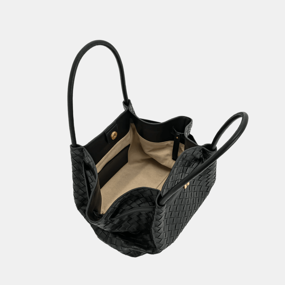 JW Pei Hana Medium Weave Texture Tote Bag (Black) - DIVA ONLINE STORE