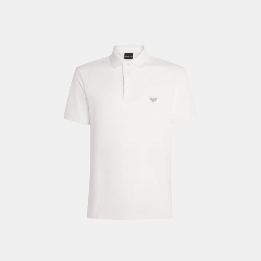 Emporio Armani Piqué Polo Shirt (White) - DIVA ONLINE STORE