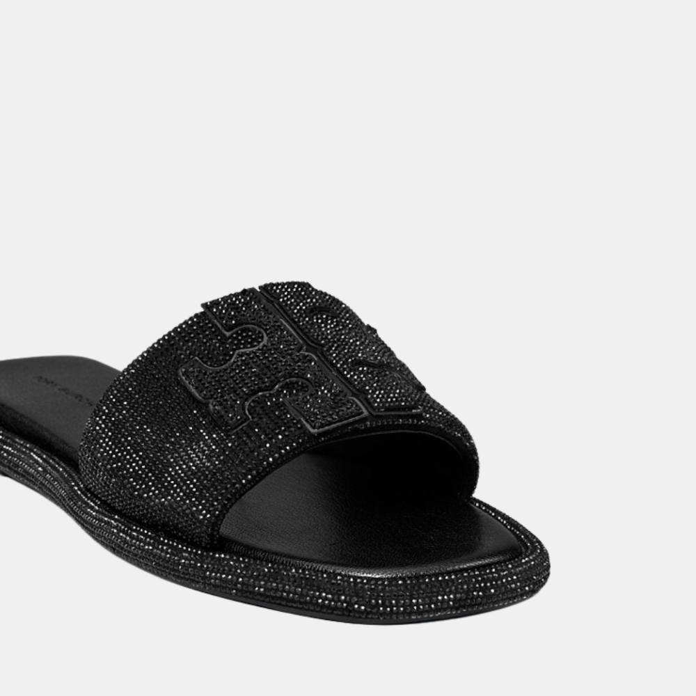 Tory Burch Pavé Double T Sport Slide (Perfect Black/Jet)