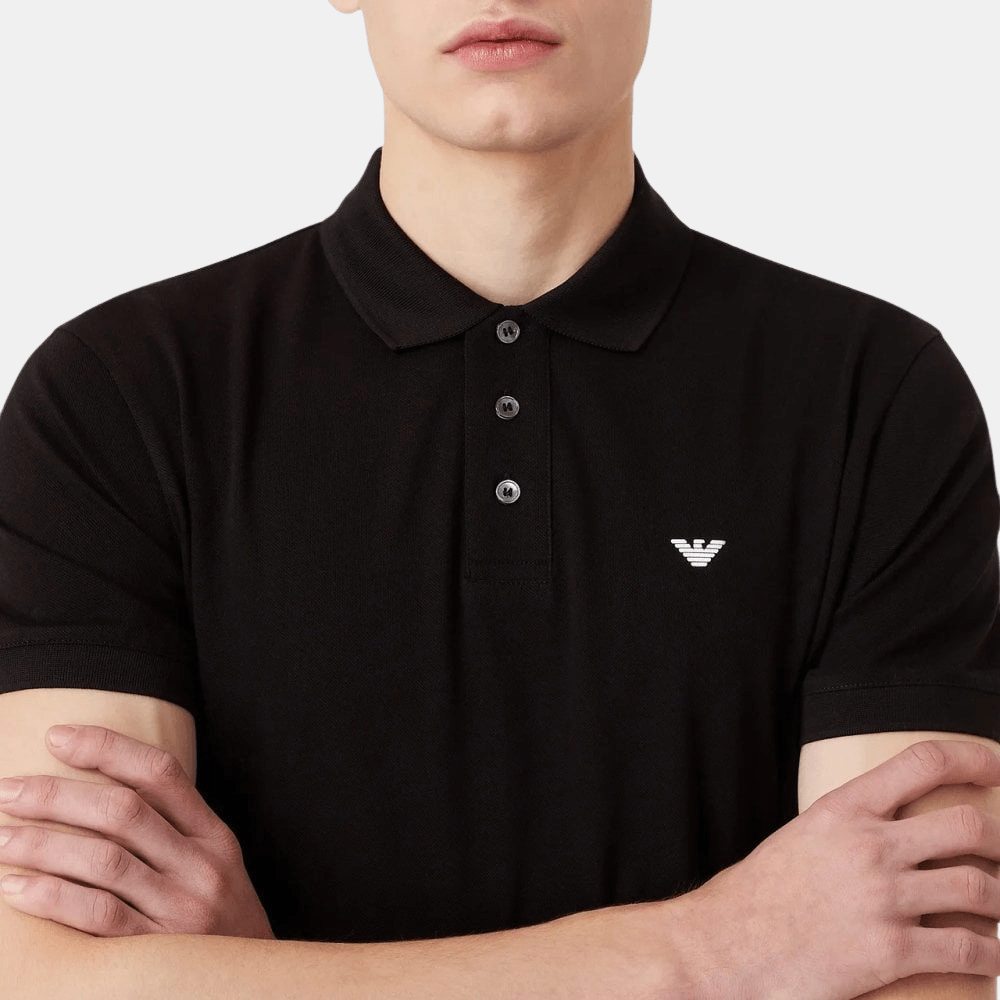 Emporio Armani Piqué Polo Shirt (Black) - DIVA ONLINE STORE