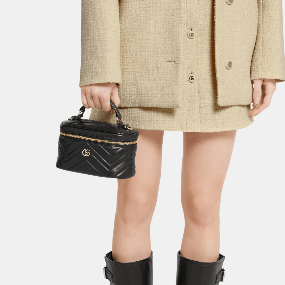 Gucci GG Marmont Mini Vanity Bag In Black Leather - DIVA ONLINE STORE
