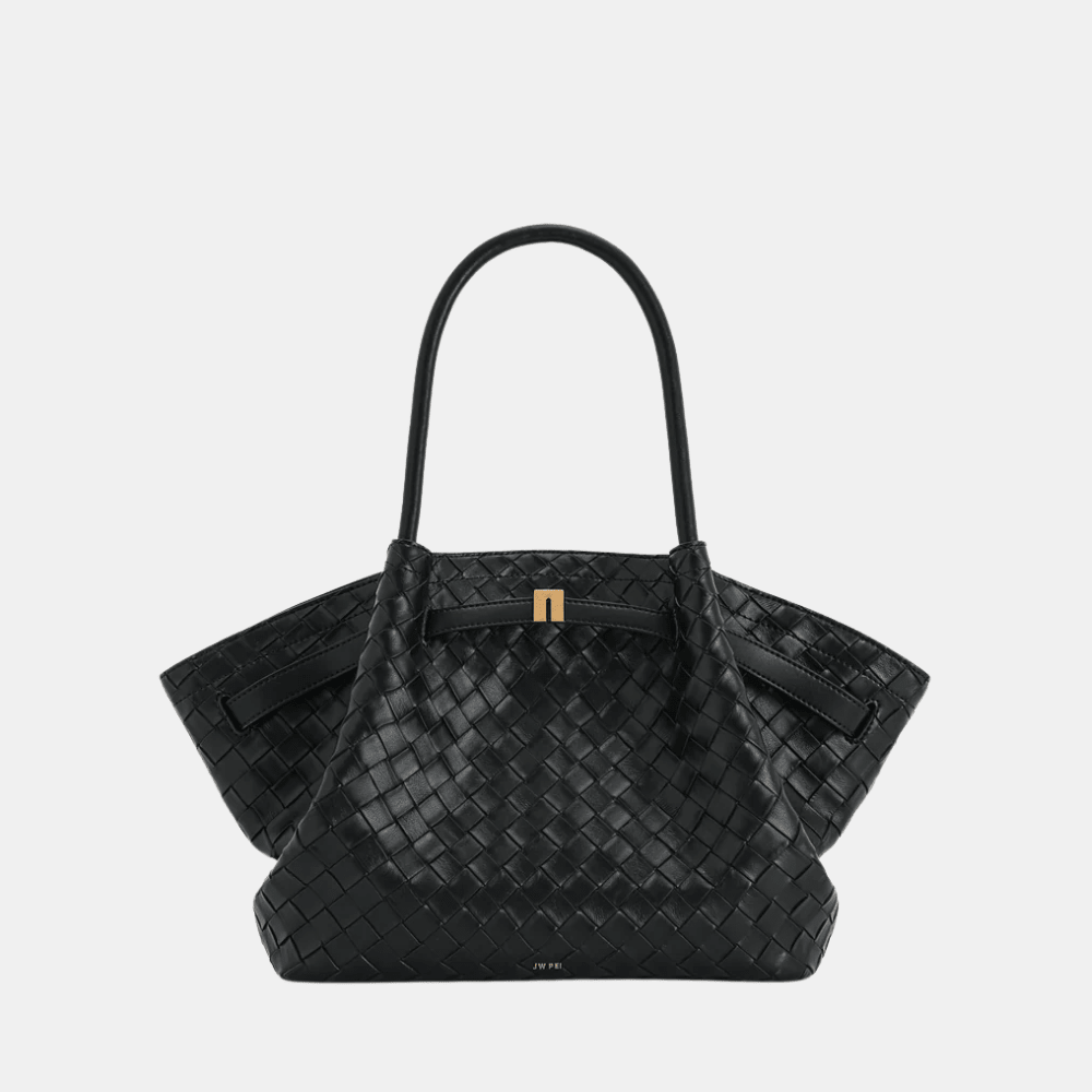 JW Pei Hana Medium Weave Texture Tote Bag (Black) - DIVA ONLINE STORE