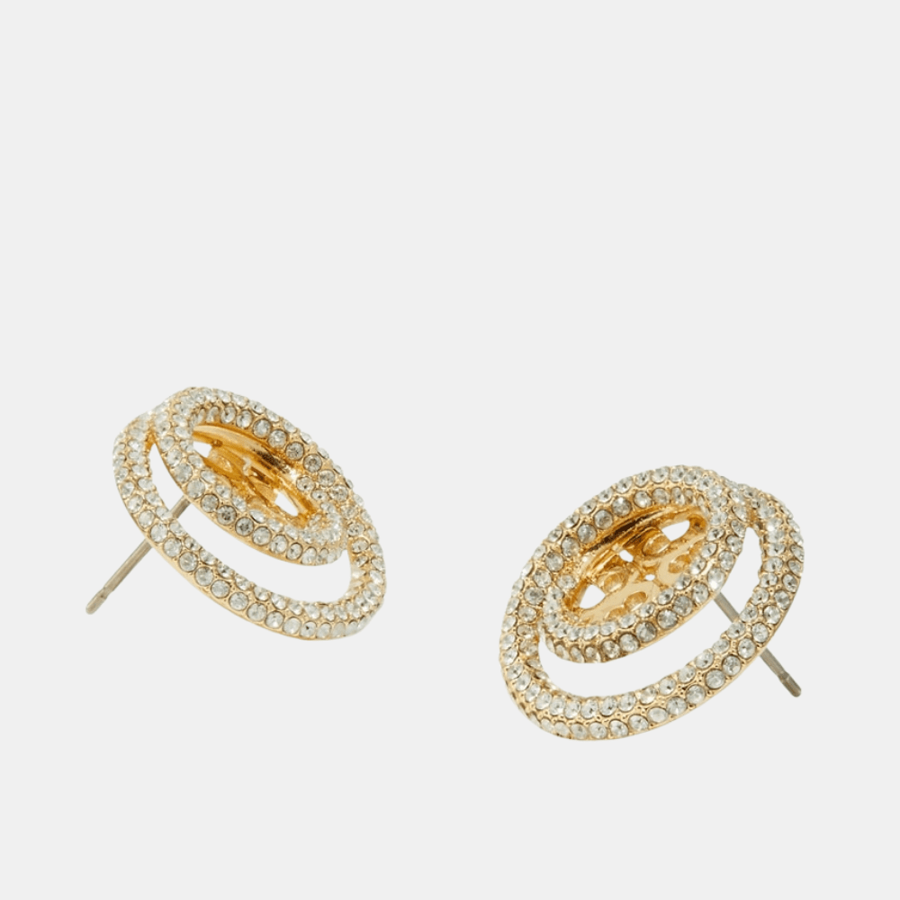 Tory Burch Icon Pavé Double Ring Stud Earrings - DIVA ONLINE STORE