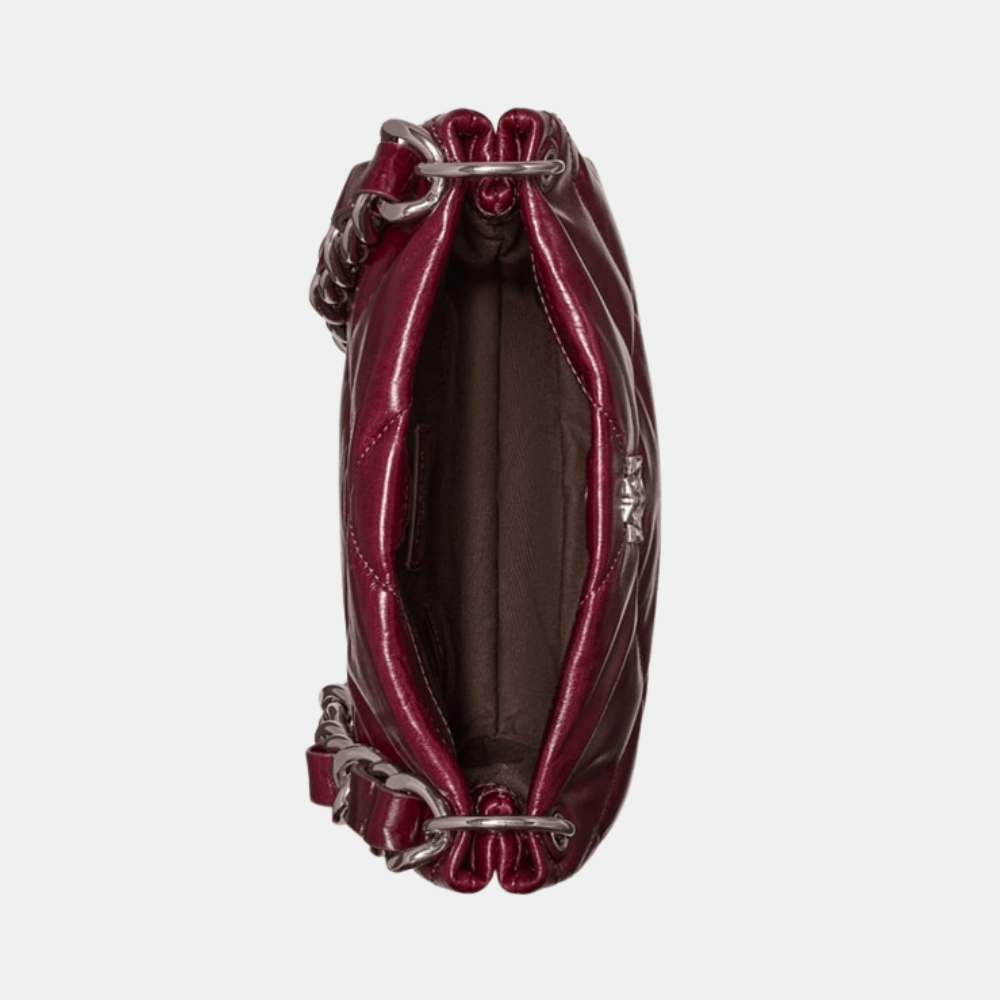 Tory Burch Small Kira Diamond Quilt Distressed Shoulder Bag (Dark Carmine) - DIVA ONLINE STORE