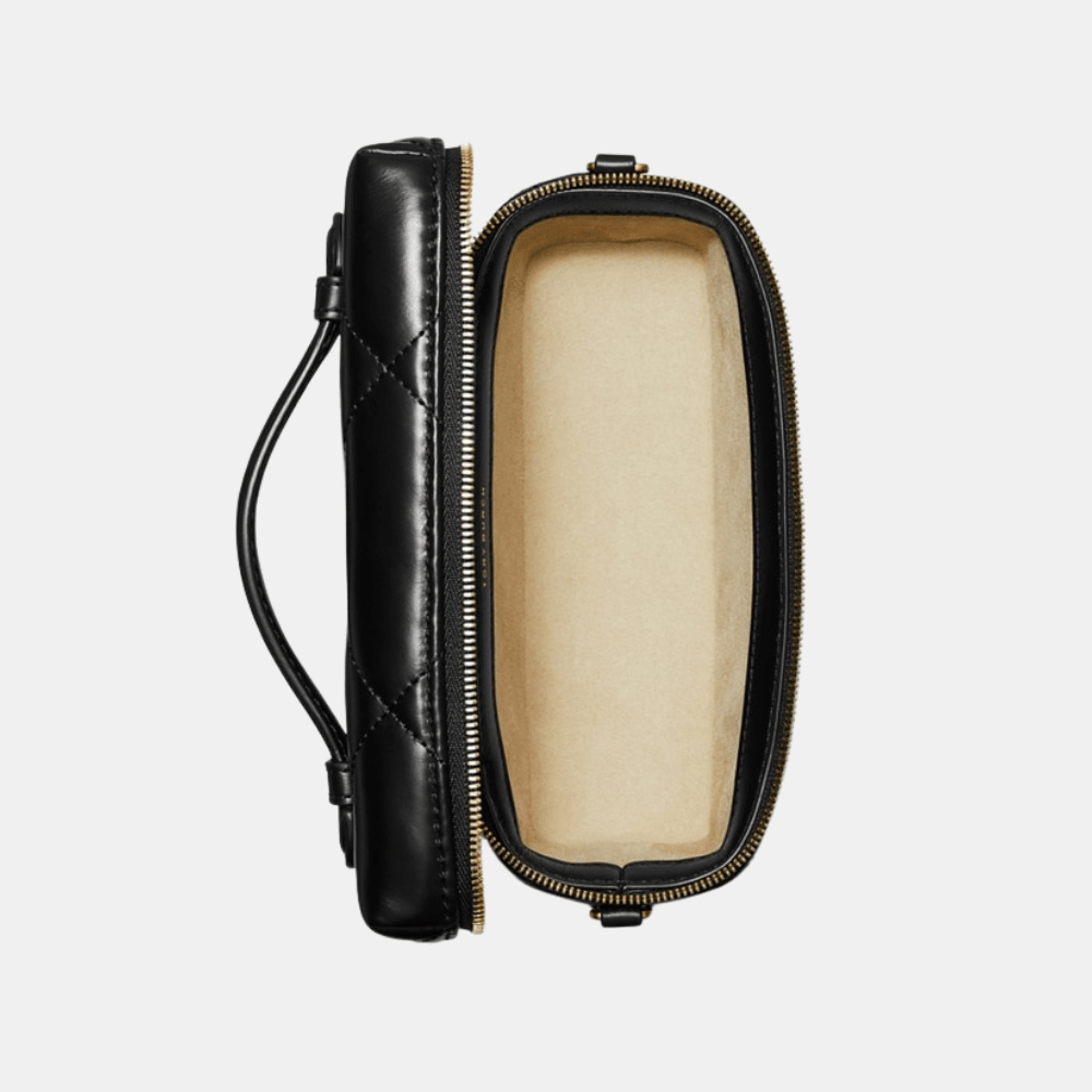 Tory Burch Kira Diamond Quilt East - West Vanity Case (Black) - DIVA ONLINE STORE