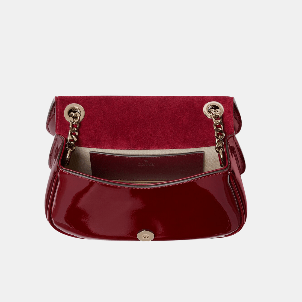 Gucci Blondie Mini Shoulder Bag In Rosso Ancora Red Patent Leather - DIVA ONLINE STORE