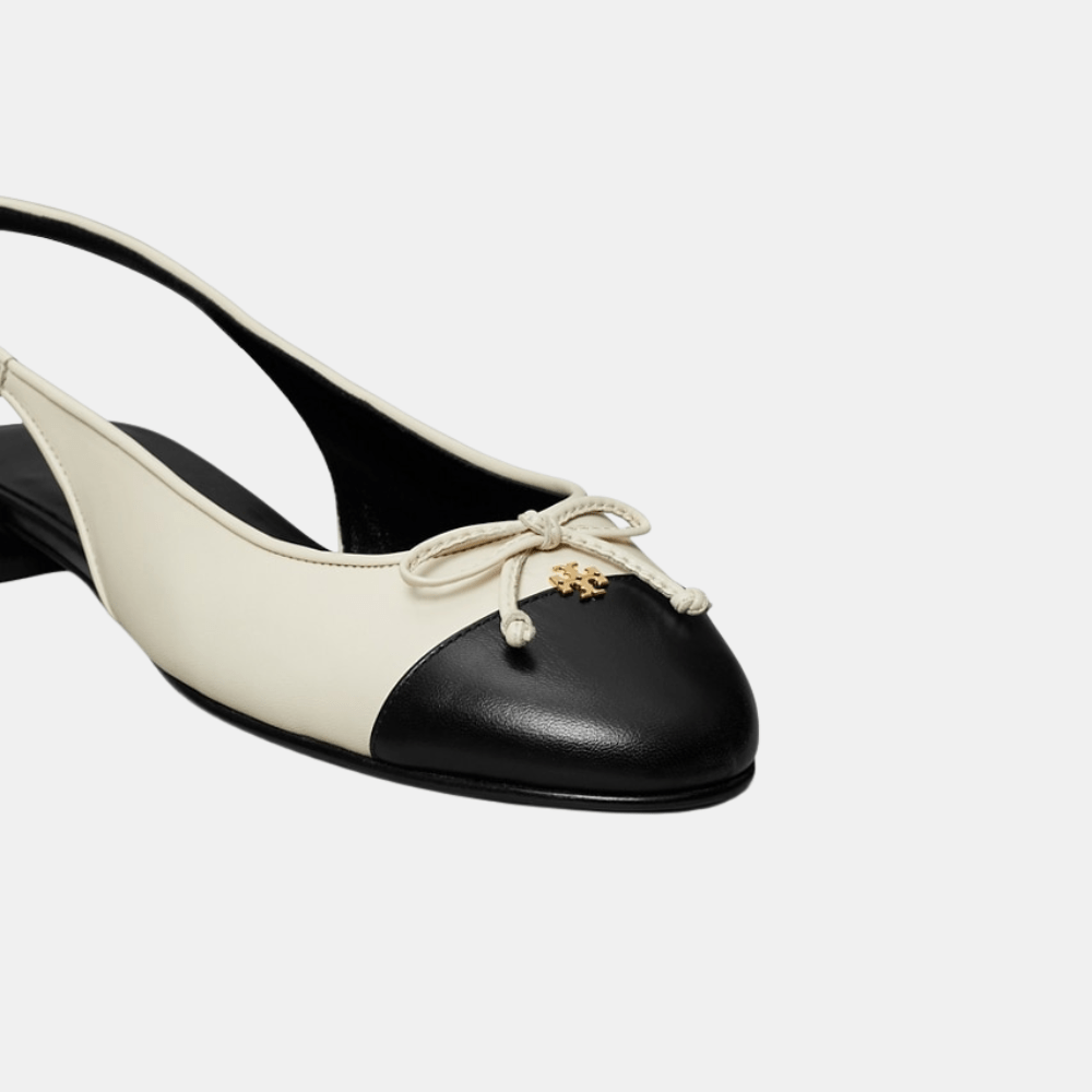 Tory Burch Cap - Toe Slingback (Light Cream/Perfect Black) - DIVA ONLINE STORE