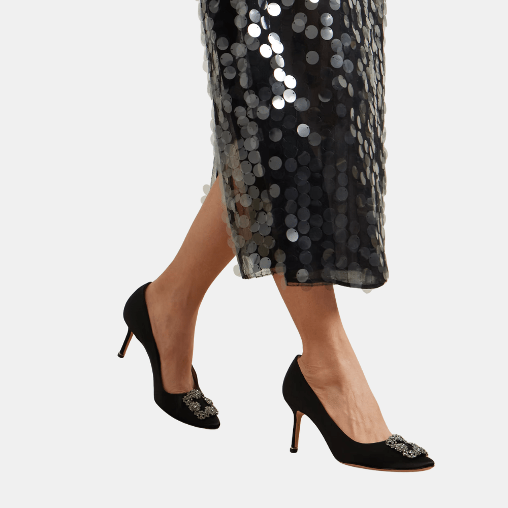 Manolo Blahnik Hangisi 70 Jewel Buckle Pumps (Black) - DIVA ONLINE STORE