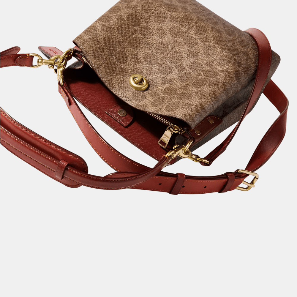 Coach Willow Bucket Bag In Signature Canvas (Tan/Rust) - DIVA ONLINE STORE