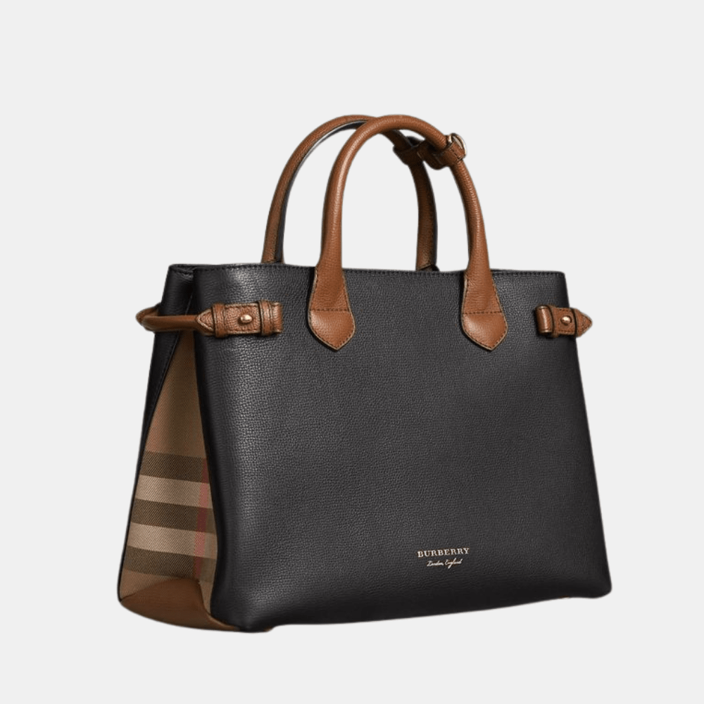 Burberry Medium Banner In Two Tone Leather (Black/Brown) - DIVA ONLINE STORE