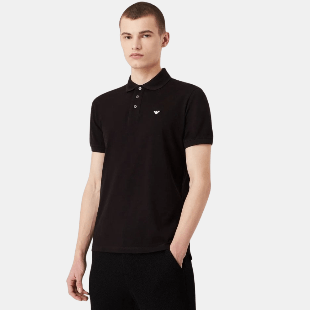 Emporio Armani Piqué Polo Shirt (Black) - DIVA ONLINE STORE